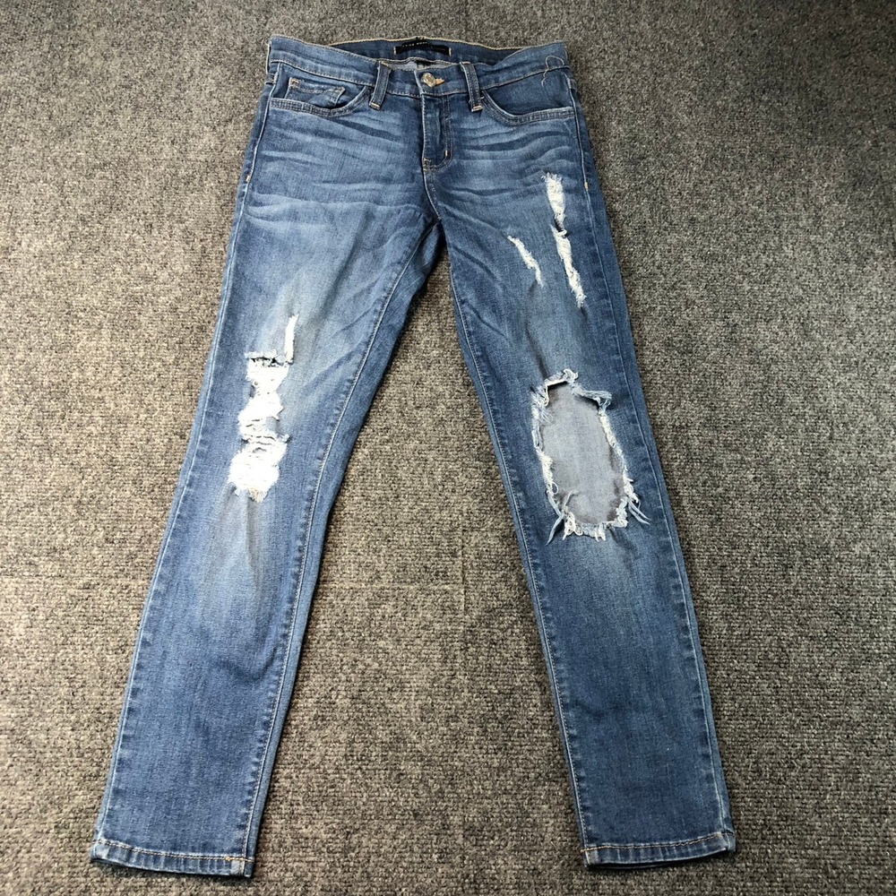 Flying Monkey Platinum Distressed Jeans Made‎ in USA Ripped Denim Blue Sz 4